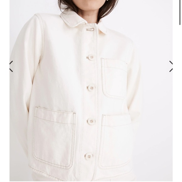 NWOT Denim Mahoney Crop Chore Jacket in Vintage Canvas Wash - Picture 2 of 8